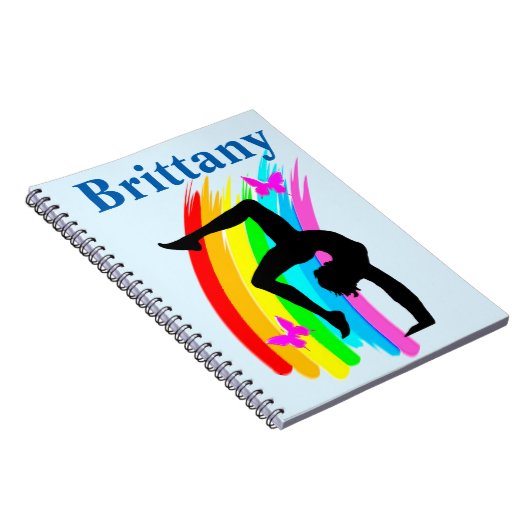  BLAUWE REGENBOOG AANGEPASTE GYMNAST JOURNAL NOTITIEBOEK (Rechterzijde)