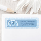 Blauwe regenboog Baby shower Etiket (Insitu)