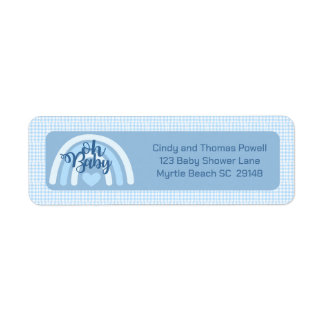 Blauwe regenboog Baby shower Etiket