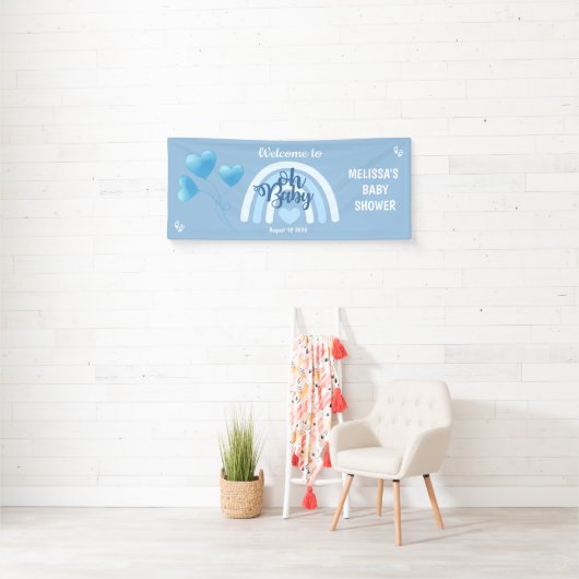 Blauwe Regenboog Baby Shower Spandoek (Insitu)