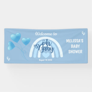 Blauwe regenboog Baby shower Spandoek