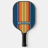 Blauwe Regenboog Board Stripes met Naam Pickleball Paddle (Voorkant)