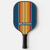 Blauwe Regenboog Board Stripes met Naam Pickleball Paddle (Achterkant)