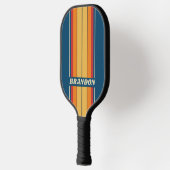 Blauwe Regenboog Board Stripes met Naam Pickleball Paddle (Links)
