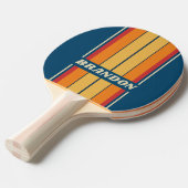  Blauwe Regenboog Board Stripes met Naam Tafeltennisbatje (Voorkant Gekanteld)