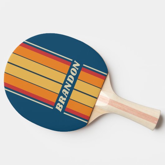  Blauwe Regenboog Board Stripes met Naam Tafeltennisbatje (Zijkant)