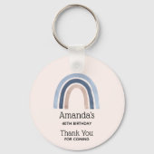 Blauwe Regenboog Boho Ontwerp Verjaardag Dank u Fa Sleutelhanger (Achterkant)