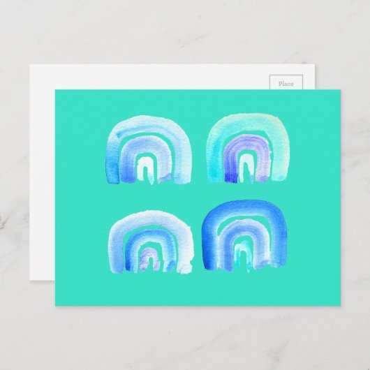 Blauwe regenboog briefkaart (Voorkant / Achterkant)