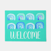 Blauwe regenboog deurmat (Voorkant)