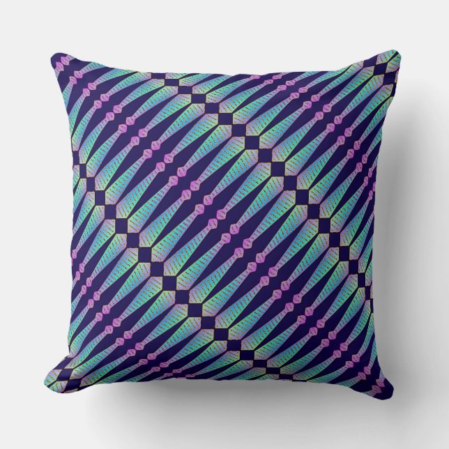 Blauwe Regenboog Diagonale Ontwerper  Kussen (Voorkant)