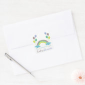 Blauwe regenboog en ballonnen Sticker Baby shower (Envelop)