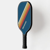 Blauwe Regenboog Gestreept met Naam Pickleball Paddle (Links)