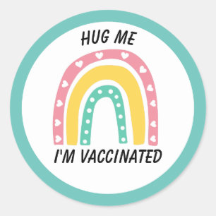 Blauwe regenboog Ik ben gevaccineerde Button Ronde Sticker