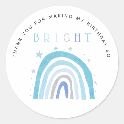 Blauwe Regenboog Kinderen Verjaardag Zo Heldere gu Ronde Sticker (Voorkant)