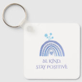 Blauwe regenboog met bloem sleutelhanger (Voorkant)