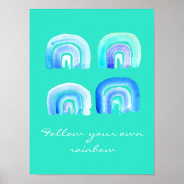 Blauwe regenboog poster