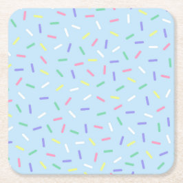 Blauwe regenboog strooit confetti leuk kleurrijk kartonnen onderzetters