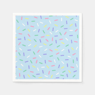 Blauwe regenboog strooit confetti leuk kleurrijk servet