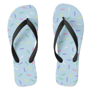Blauwe regenboog strooit confetti leuk kleurrijk teenslippers
