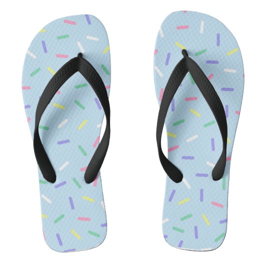 Blauwe regenboog strooit confetti leuk kleurrijk teenslippers (Voetbed)
