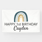 Blauwe Regenboog Verjaardagsbanner Spandoek (Horizontaal)