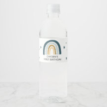 Blauwe Regenboog Verjaardagsfeest Waterfles Labels