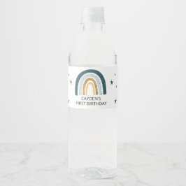Blauwe Regenboog Verjaardagsfeest Waterfles Labels Etiket