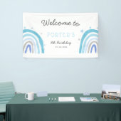 Blauwe Regenboog Verjaardagsfeestje Welkomstbanner Spandoek (Beurs)
