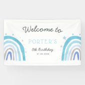 Blauwe Regenboog Verjaardagsfeestje Welkomstbanner Spandoek (Horizontaal)