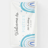 Blauwe Regenboog Verjaardagsfeestje Welkomstbanner Spandoek (Verticaal)