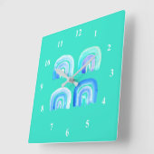 Blauwe regenboog vierkante klok (Hoek)