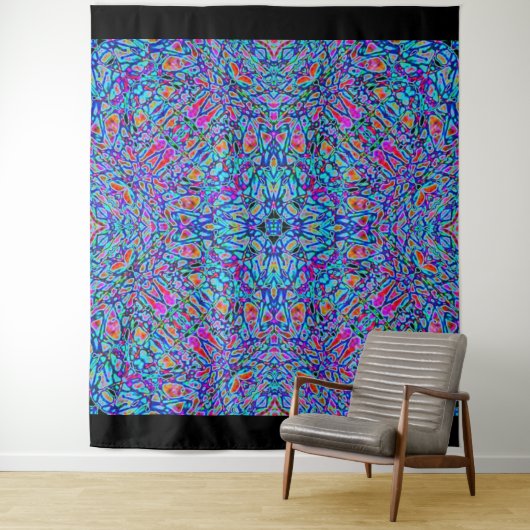 Blauwe regenbooggreep wandkleed (In situ)