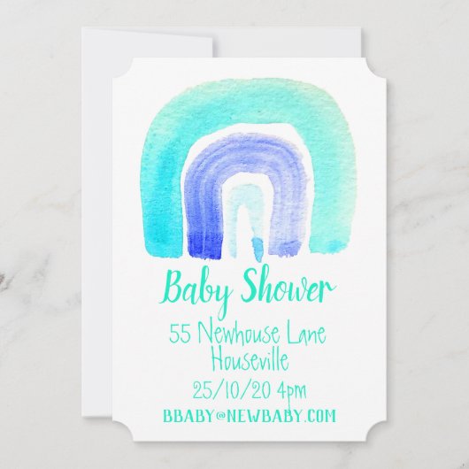 Blauwe regenboogjongen baby shower kaart (Voorkant)