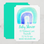 Blauwe regenboogjongen baby shower kaart (Voorkant / Achterkant)