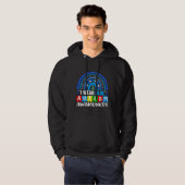 Blauwe regenboogkleurige Autisme-bewustmakingsmaan Hoodie (Voorkant volledig)