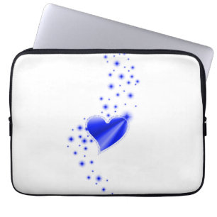 Blauwe regenboogkunst met sterren laptop sleeve