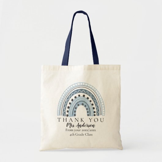 Blauwe regenboogleraar Dank je cadeautje Tote Bag (Voorkant)
