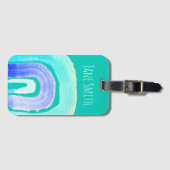 Blauwe regenboogliefde waterverf bagagelabel (Voorkant (horizontaal))