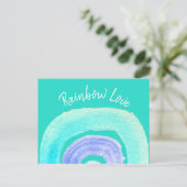 Blauwe regenboogliefde waterverf briefkaart (Staand voorkant)