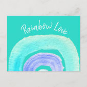 Blauwe regenboogliefde waterverf briefkaart (Voorkant)