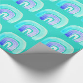 Blauwe regenboogliefde waterverf cadeaupapier (Hoek)