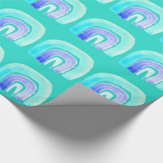 Blauwe regenboogliefde waterverf cadeaupapier (Hoek)