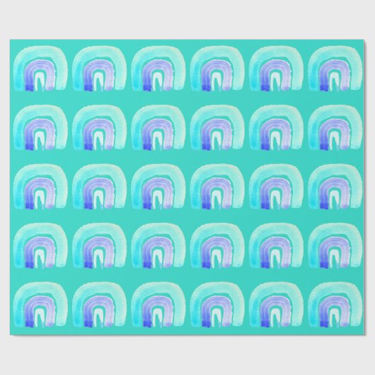 Blauwe regenboogliefde waterverf cadeaupapier (Vlak)
