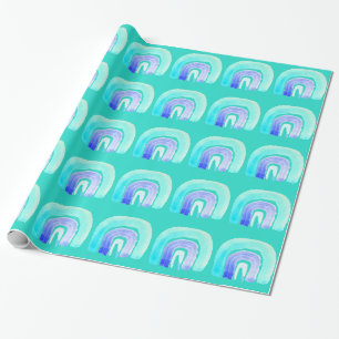 Blauwe regenboogliefde waterverf cadeaupapier