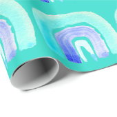 Blauwe regenboogliefde waterverf cadeaupapier (Rol Hoek)