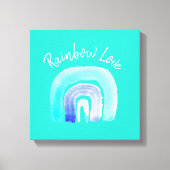 Blauwe regenboogliefde waterverf canvas afdruk (Voorkant)