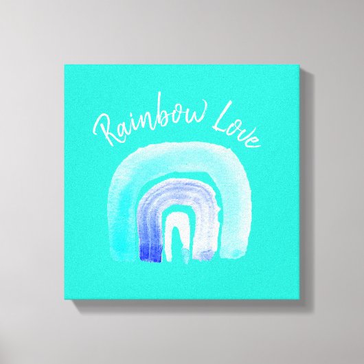 Blauwe regenboogliefde waterverf canvas afdruk (Voorkant)
