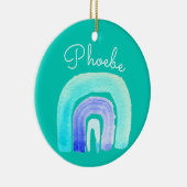 Blauwe regenboogliefde waterverf keramisch ornament (Rechts)