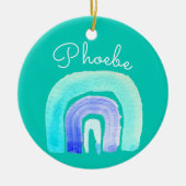 Blauwe regenboogliefde waterverf keramisch ornament (Voorkant)