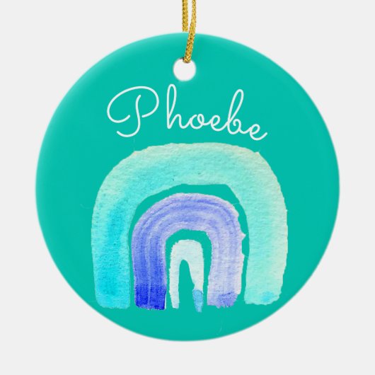 Blauwe regenboogliefde waterverf keramisch ornament (Voorkant)